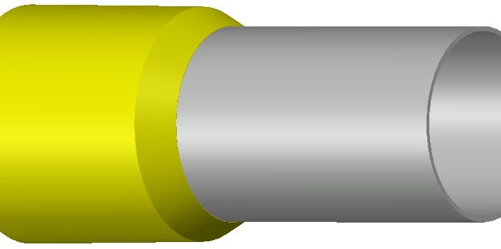 Engeser A150-32ET — eristetty pääteholkki, 150,0 mm², puristusosan pituus 32 mm, keltainen kaulus