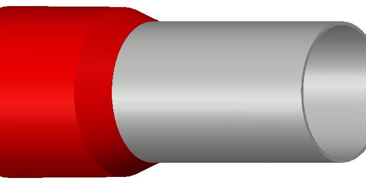 Engeser A95-25ET — eristetty pääteholkki, 95,0 mm², puristusosan pituus 25 mm, punainen kaulus