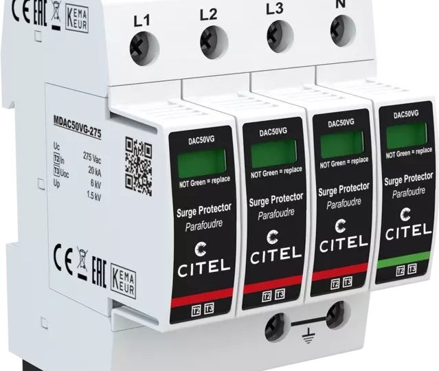 CITEL 821130244 -ylijännitesuoja DIN-kiskoon, valkoinen moduulikotelo merkkivaloikkunoilla
