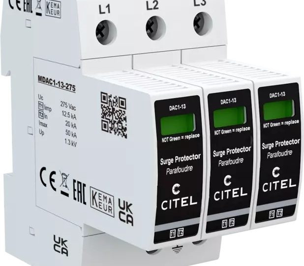 CITEL 821710213 -ylijännitesuoja DIN-kiskoon, valkoinen moduulikotelo merkkivaloikkunoilla