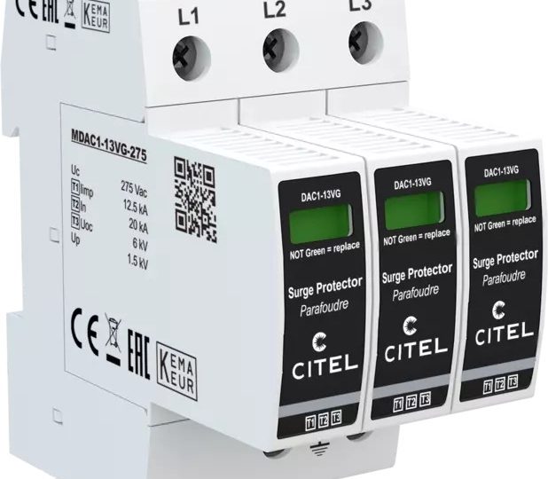 CITEL 821730213 -ylijännitesuoja DIN-kiskoon, valkoinen moduulikotelo merkkivaloikkunoilla