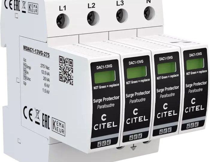 CITEL 821730214 -ylijännitesuoja DIN-kiskoon, valkoinen moduulikotelo merkkivaloikkunoilla