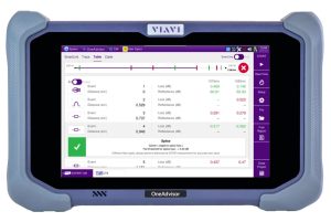 VIAVI OneAdvisor 800 Fiber: OTDR-mittauksen tulostaulukko kosketusnäytöllä